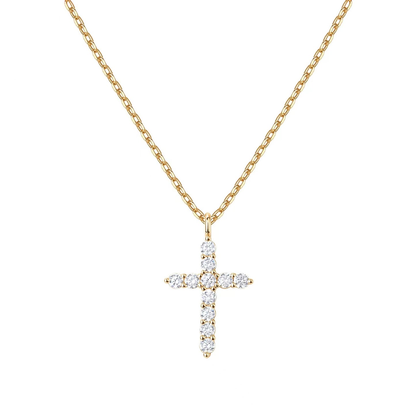 14K Gold Plated/18K Gold Vermeil Cubic Zirconia Cross Necklace for Women | Cross Faith Pendant Necklaces