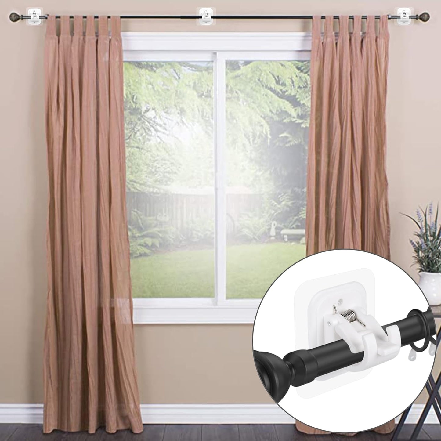 Nail-Free Adjustable Curtain Rod Holders(Set of 2)