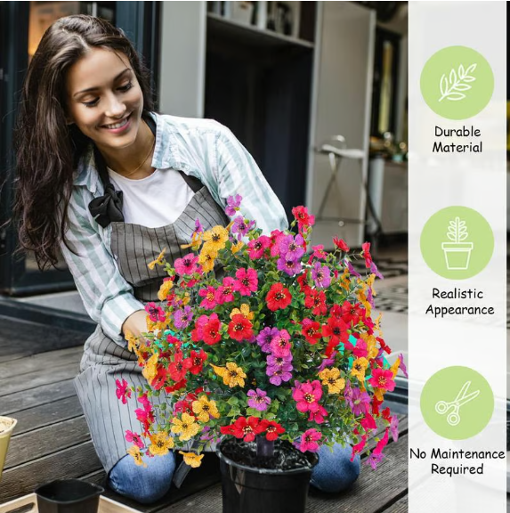 Artificial Morning Glory And Violet Floral Decoration