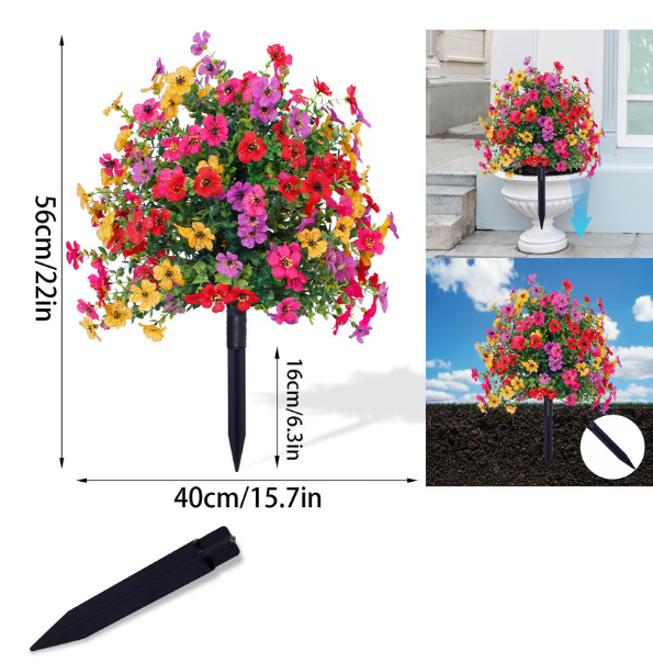 Artificial Morning Glory And Violet Floral Decoration