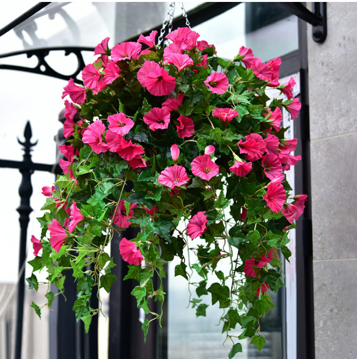 Artificial Morning Glory And Violet Floral Decoration