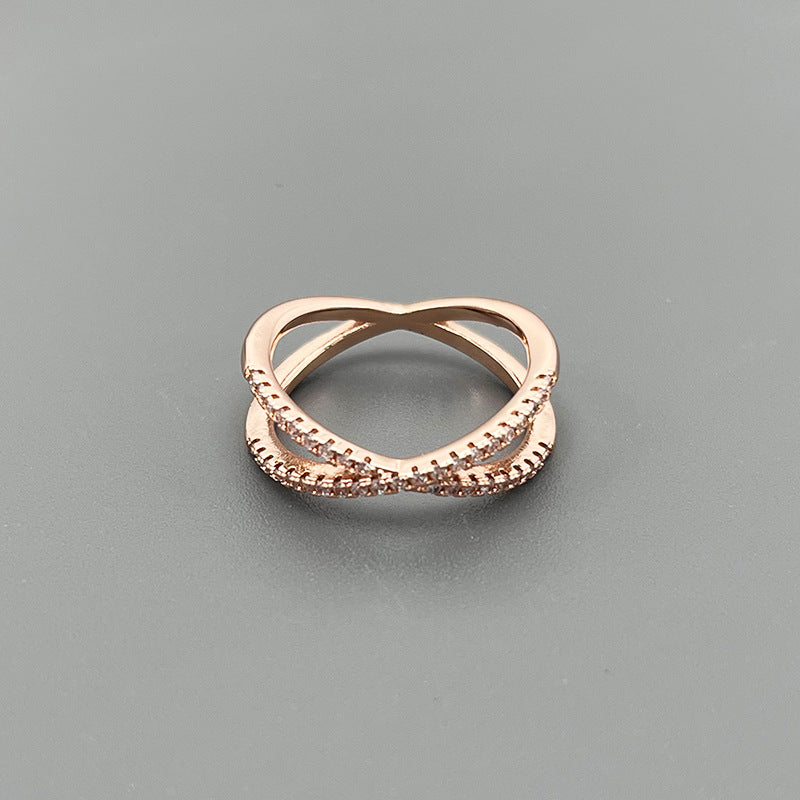 14K Gold Plated/ 18K Gold Vermeil CZ X-Crossover Ring – Simulated Diamond Ring for Women