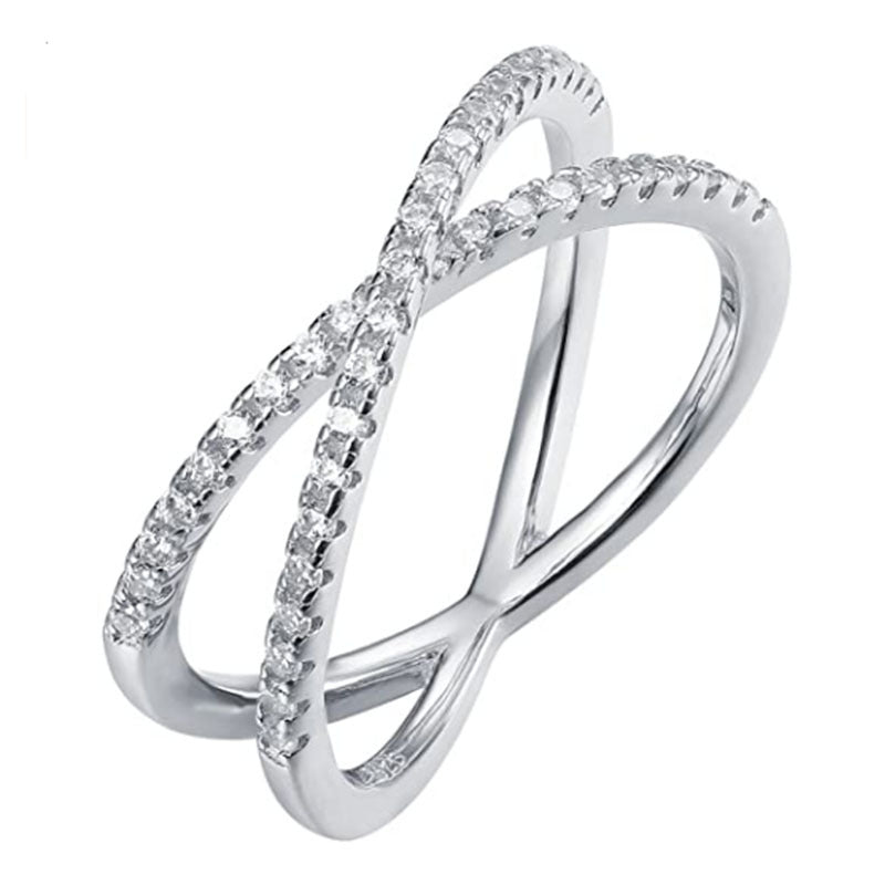 14K Gold Plated/ 18K Gold Vermeil CZ X-Crossover Ring – Simulated Diamond Ring for Women