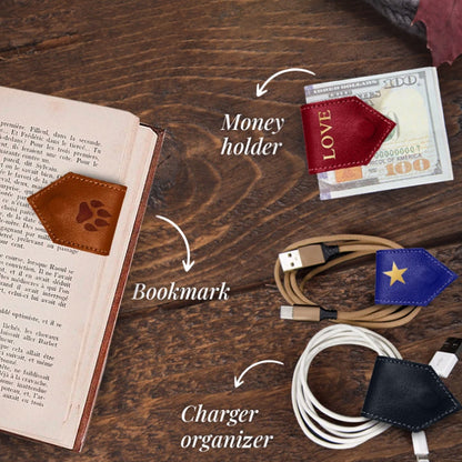 Personalized Magnetic Leather Bookmark