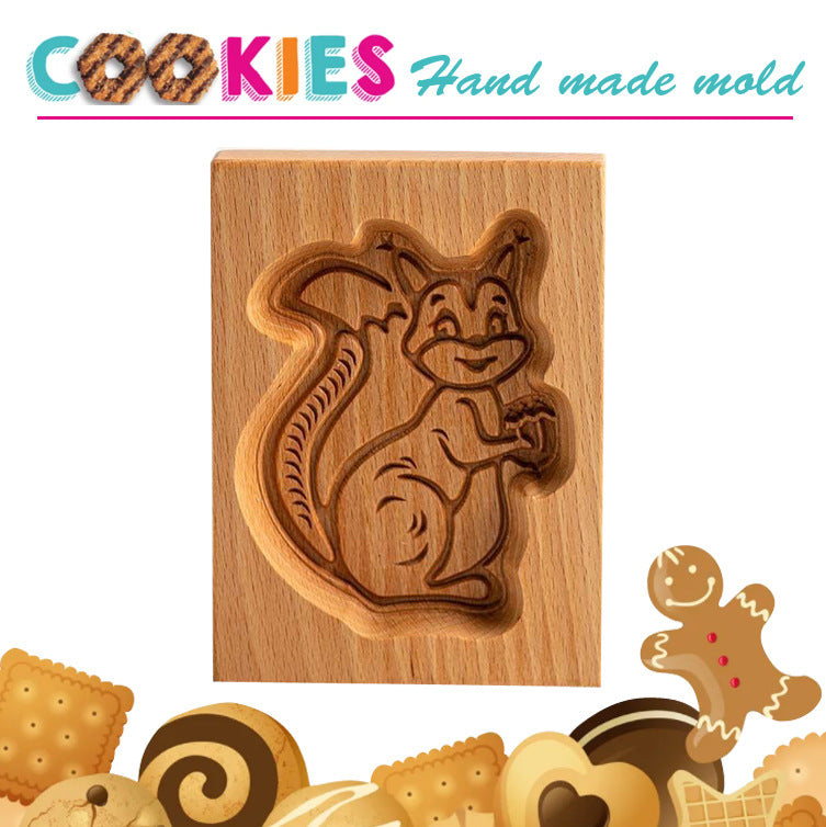 GingerPress – Wooden Cookie Stamp Mold for Biscuit & Gingerbread Embossing
