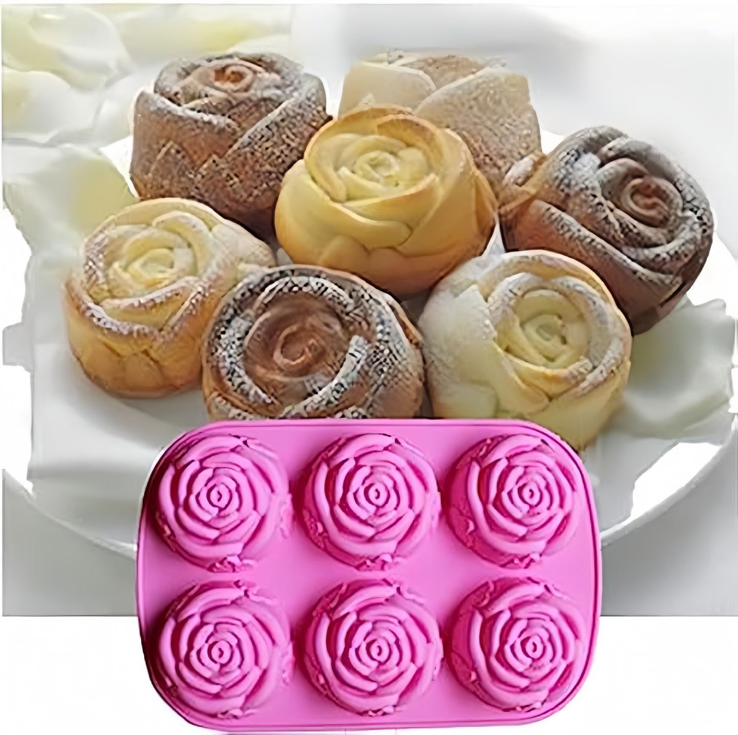 Silikonform für rosenförmige Kuchen, Seife, Schokolade und Eiswürfel