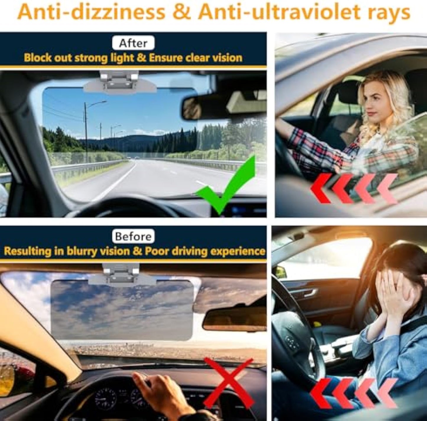Anti-Glare Driving Visor for Sun Glare & Snow Blindness