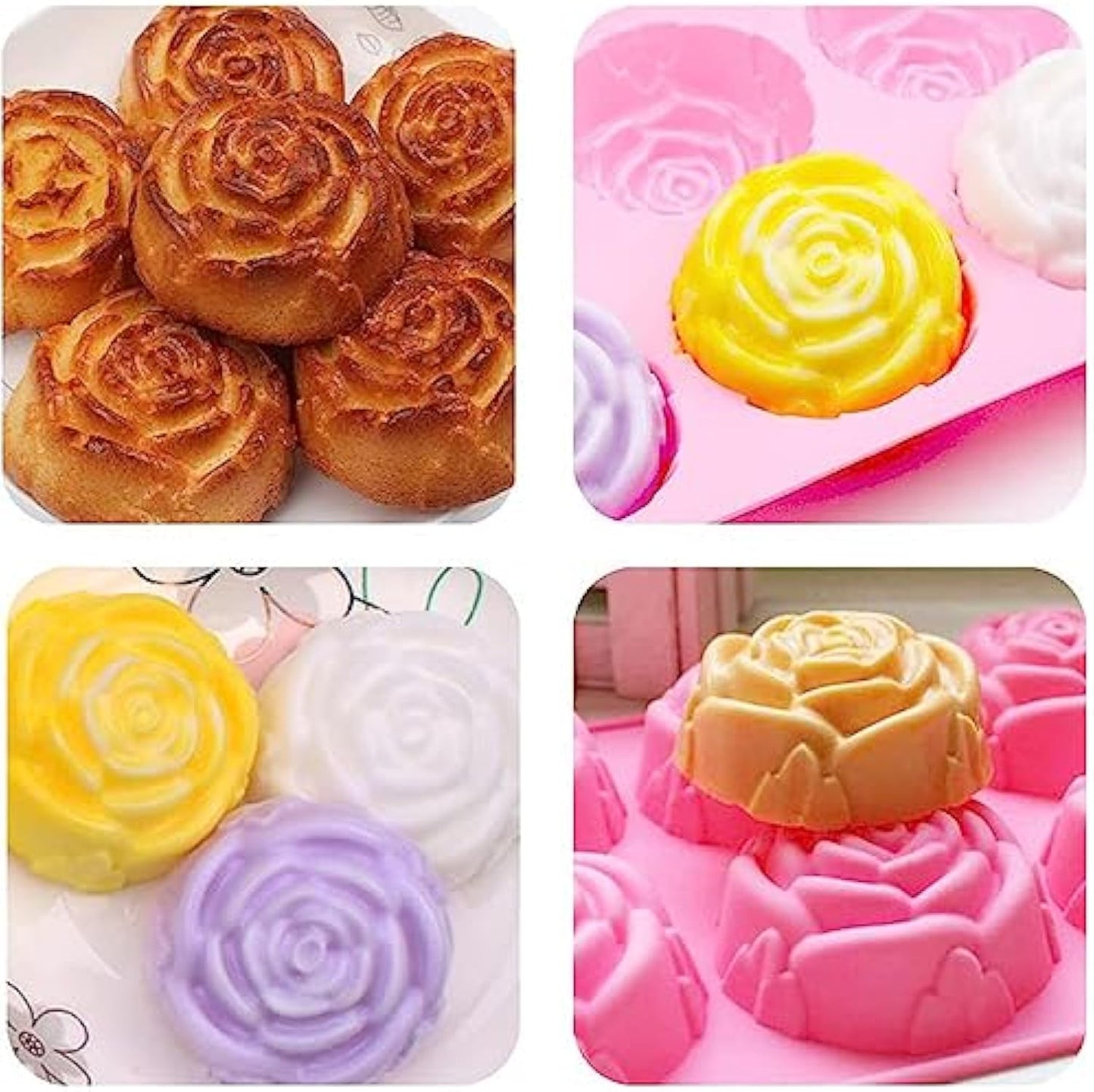 Silikonform für rosenförmige Kuchen, Seife, Schokolade und Eiswürfel