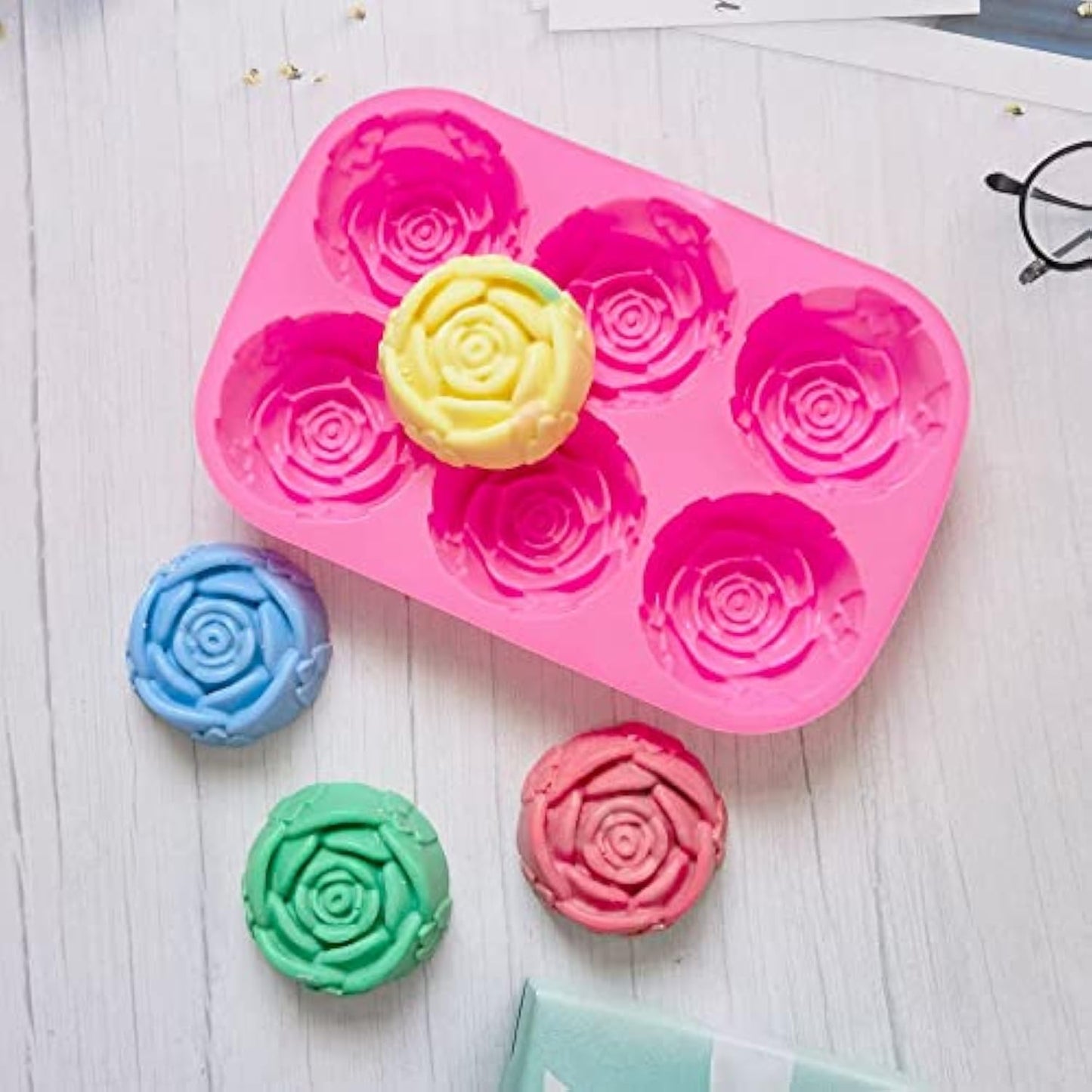 Silikonform für rosenförmige Kuchen, Seife, Schokolade und Eiswürfel