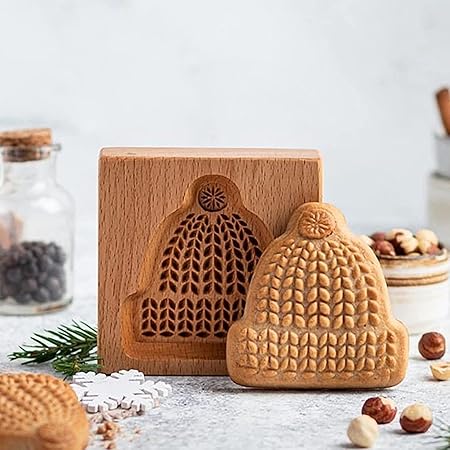 GingerPress – Wooden Cookie Stamp Mold for Biscuit & Gingerbread Embossing