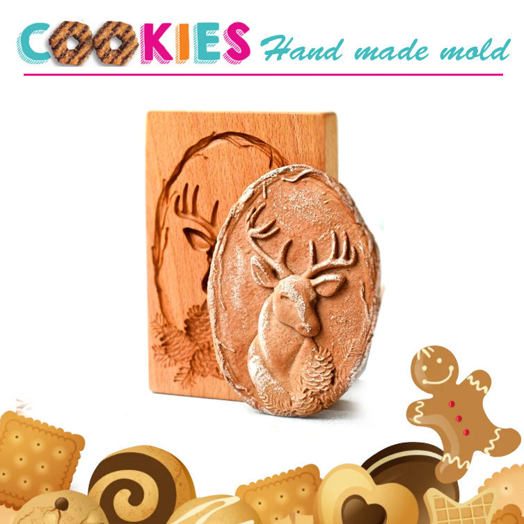 GingerPress – Wooden Cookie Stamp Mold for Biscuit & Gingerbread Embossing