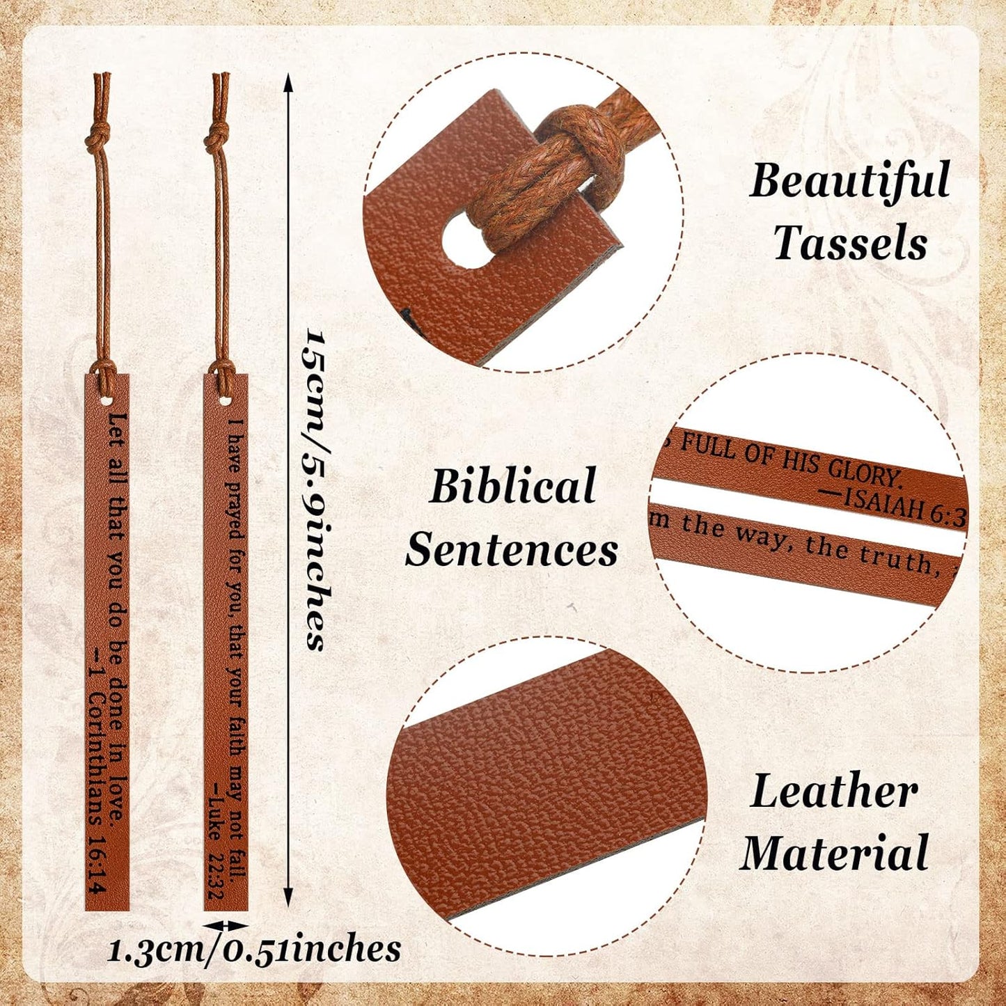 Leather Bible Bookmark Set
