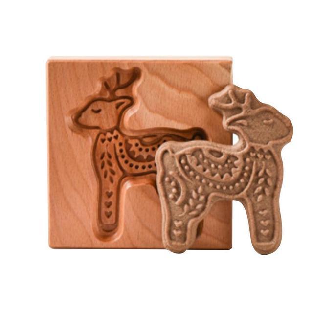 GingerPress – Wooden Cookie Stamp Mold for Biscuit & Gingerbread Embossing