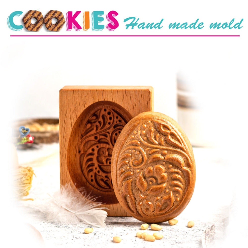GingerPress – Wooden Cookie Stamp Mold for Biscuit & Gingerbread Embossing