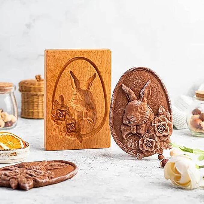 GingerPress – Wooden Cookie Stamp Mold for Biscuit & Gingerbread Embossing