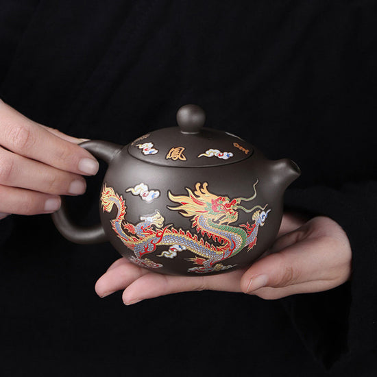 Purple Sand Color-changing Phoenix Dragon And Phoenix Pot