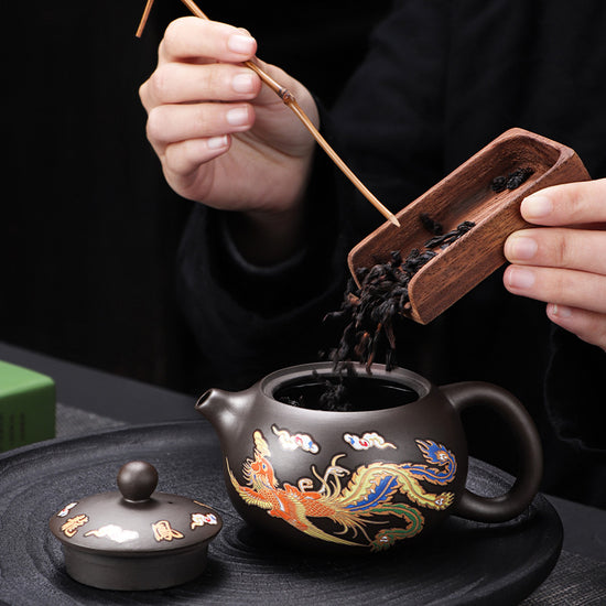 Purple Sand Color-changing Phoenix Dragon And Phoenix Pot