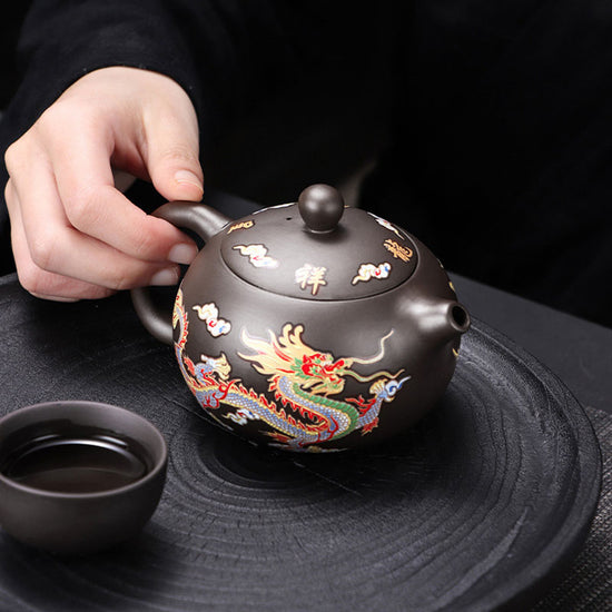 Purple Sand Color-changing Phoenix Dragon And Phoenix Pot