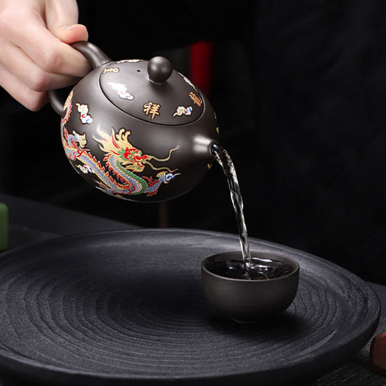 Purple Sand Color-changing Phoenix Dragon And Phoenix Pot