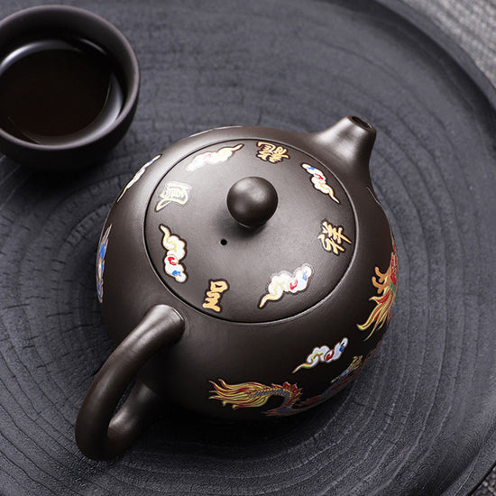 Purple Sand Color-changing Phoenix Dragon And Phoenix Pot