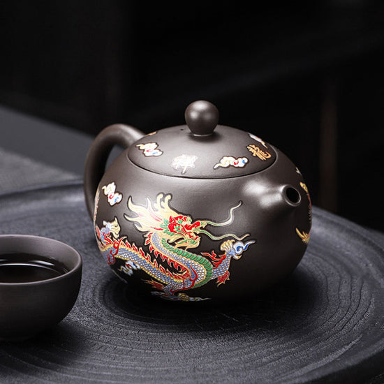 Purple Sand Color-changing Phoenix Dragon And Phoenix Pot