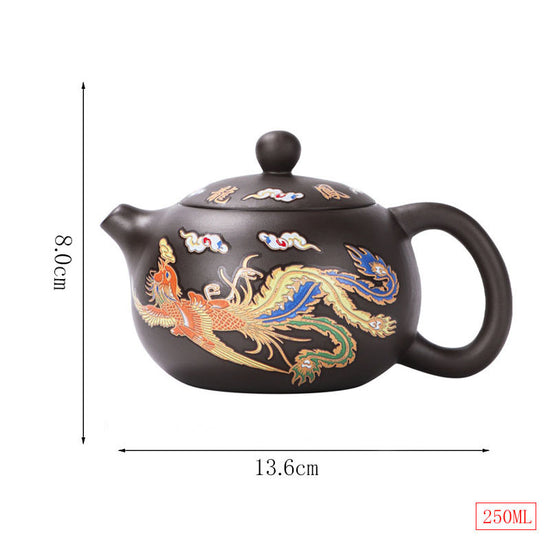 Purple Sand Color-changing Phoenix Dragon And Phoenix Pot
