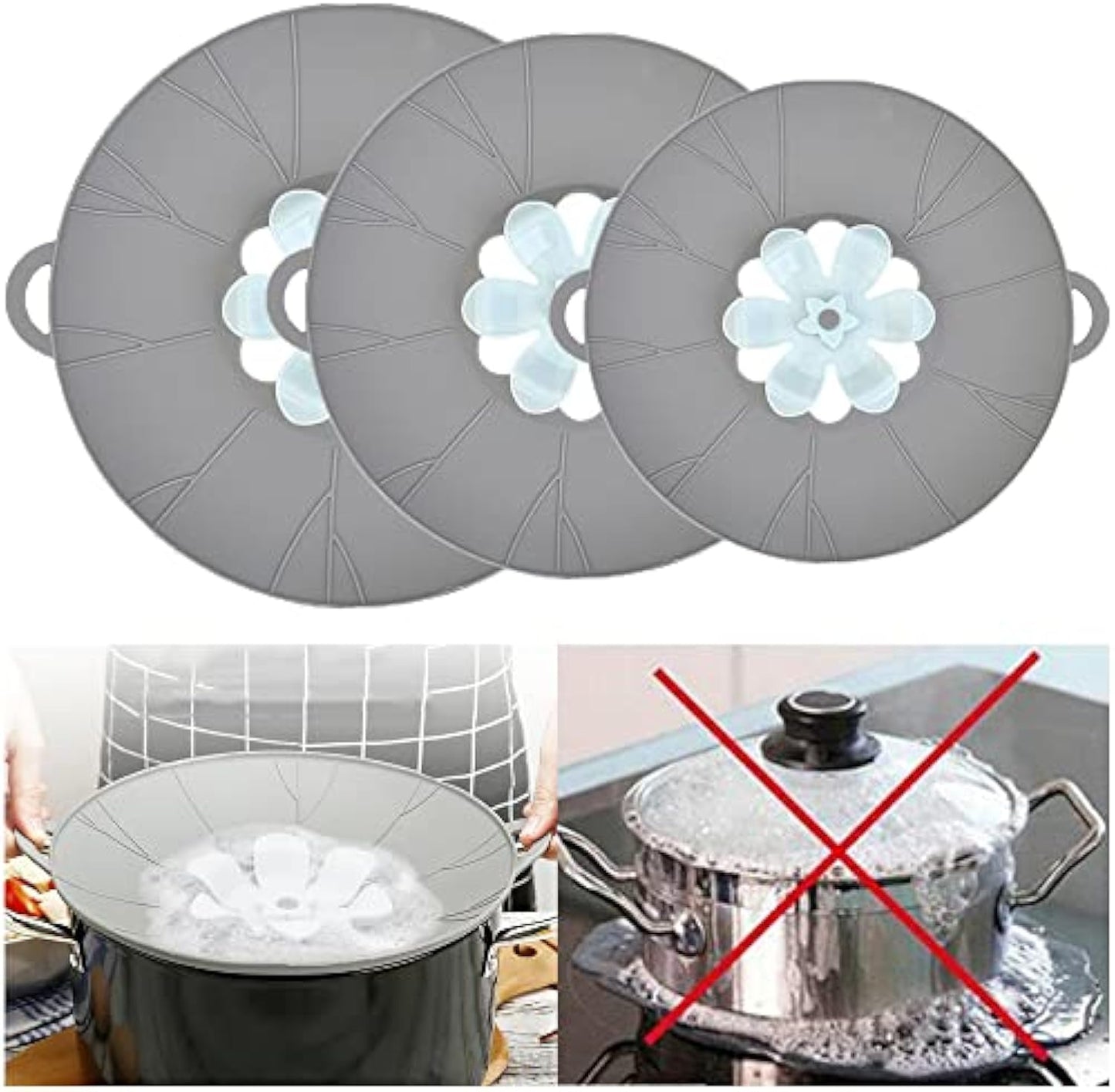 Silicone Spill-Proof Pot Lid – 3 Sizes In 1 Set