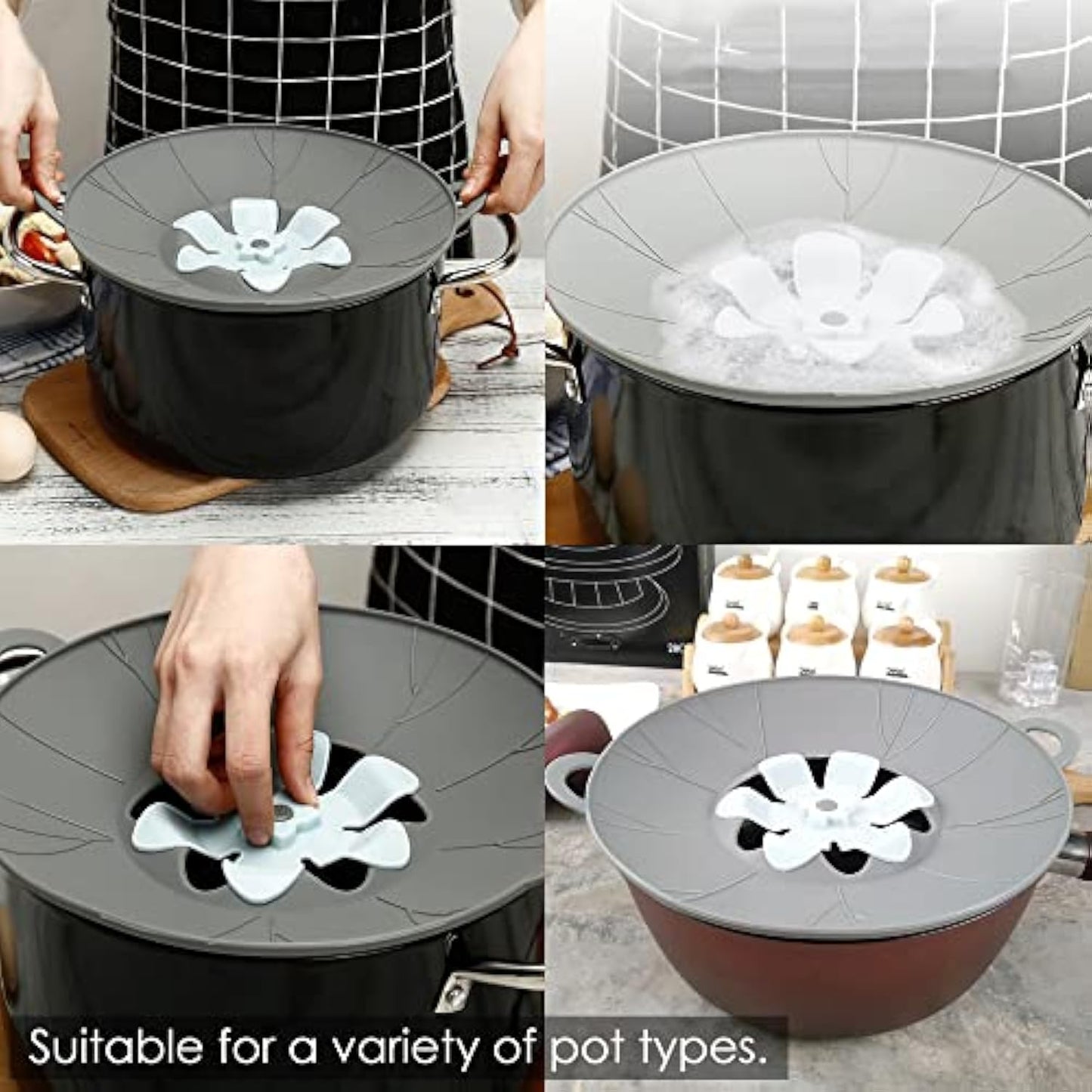 Silicone Spill-Proof Pot Lid – 3 Sizes In 1 Set
