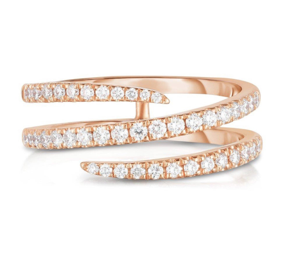 14K Gold Plated / 18K Gold Vermeil Three Row CZ Diamond Cocktail Ring for Women | Adjustable Open Band Multi-Row Zirconia Ring